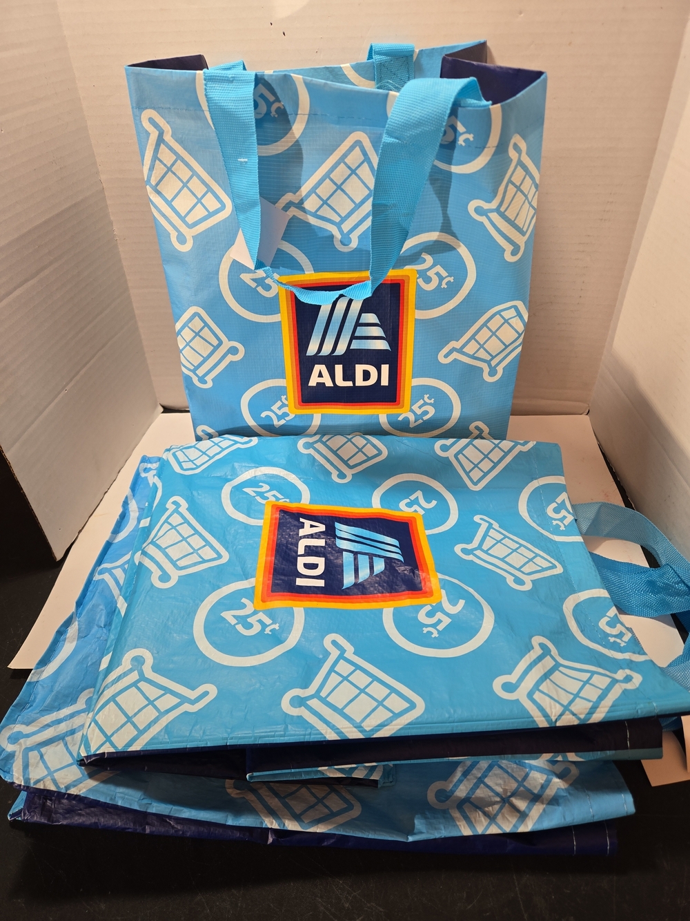 Aldi Reusable Blue Shopping Tote Bag - Set of 3